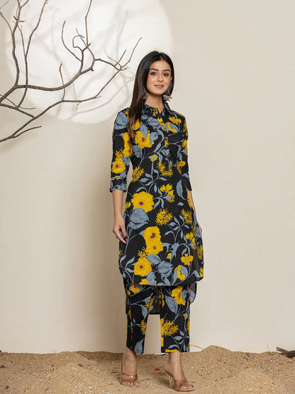 Yufta Black Cotton Co-Ord Set - Distacart
