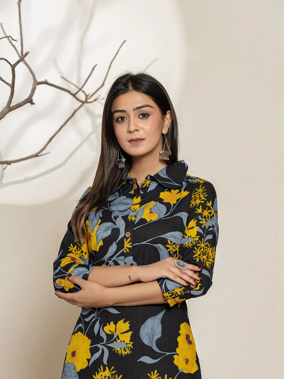 Yufta Black Cotton Co-Ord Set - Distacart