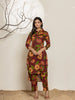 Yufta Maroon Cotton Co-Ord Set - Distacart