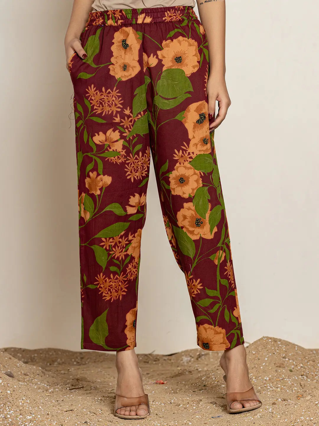Yufta Maroon Cotton Co-Ord Set - Distacart