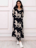 Thumbnail for Kalini Abstract Printed V-Neck Kurta With Harem Pants