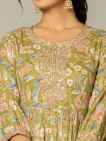 Thumbnail for Yufta Green Peplum Dhoti Dupatta Set