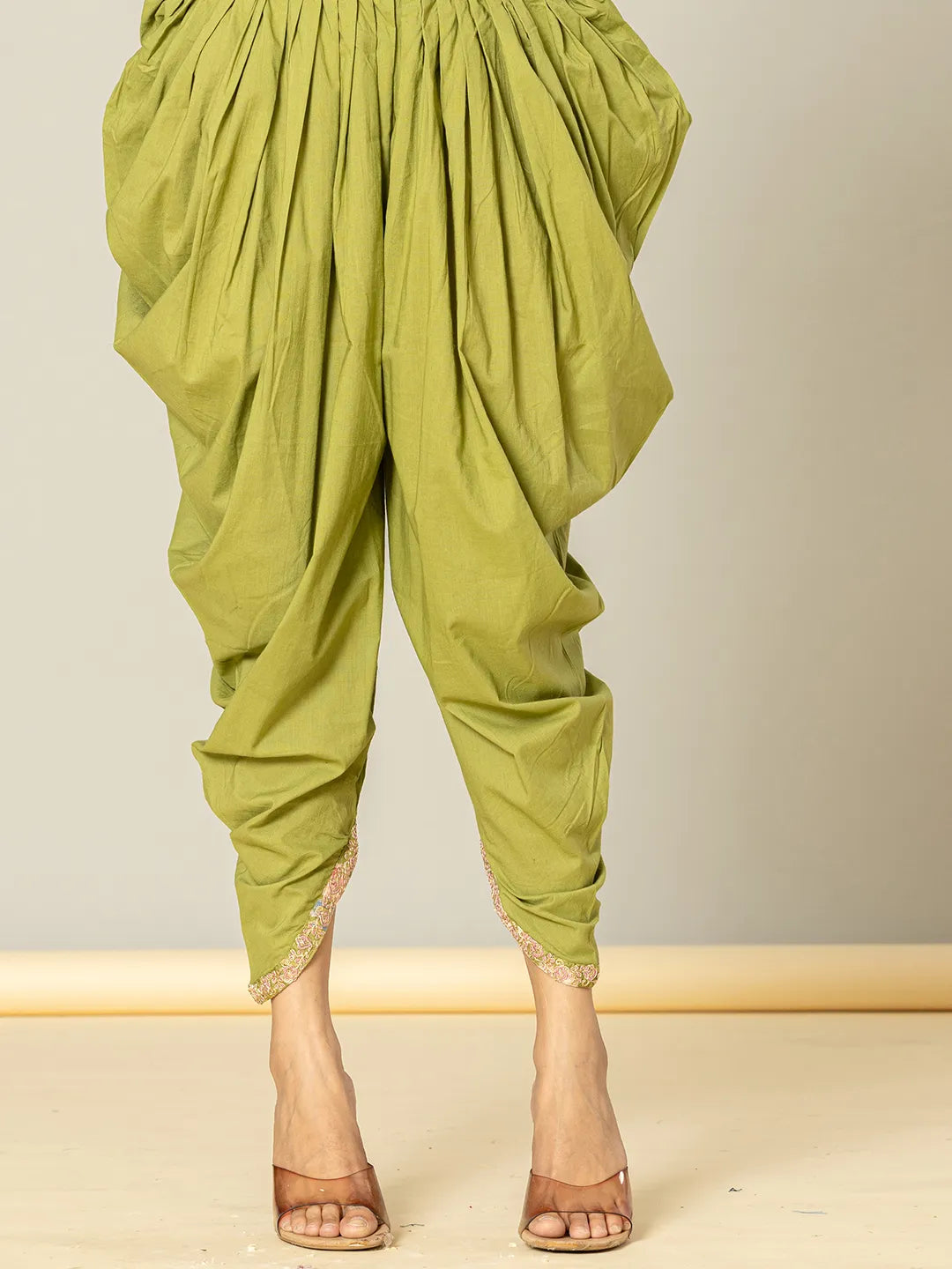 Yufta Green Peplum Dhoti Dupatta Set - Distacart