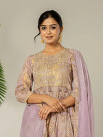 Thumbnail for Yufta Purple Cotton Peplum Dhoti Dupatta Set