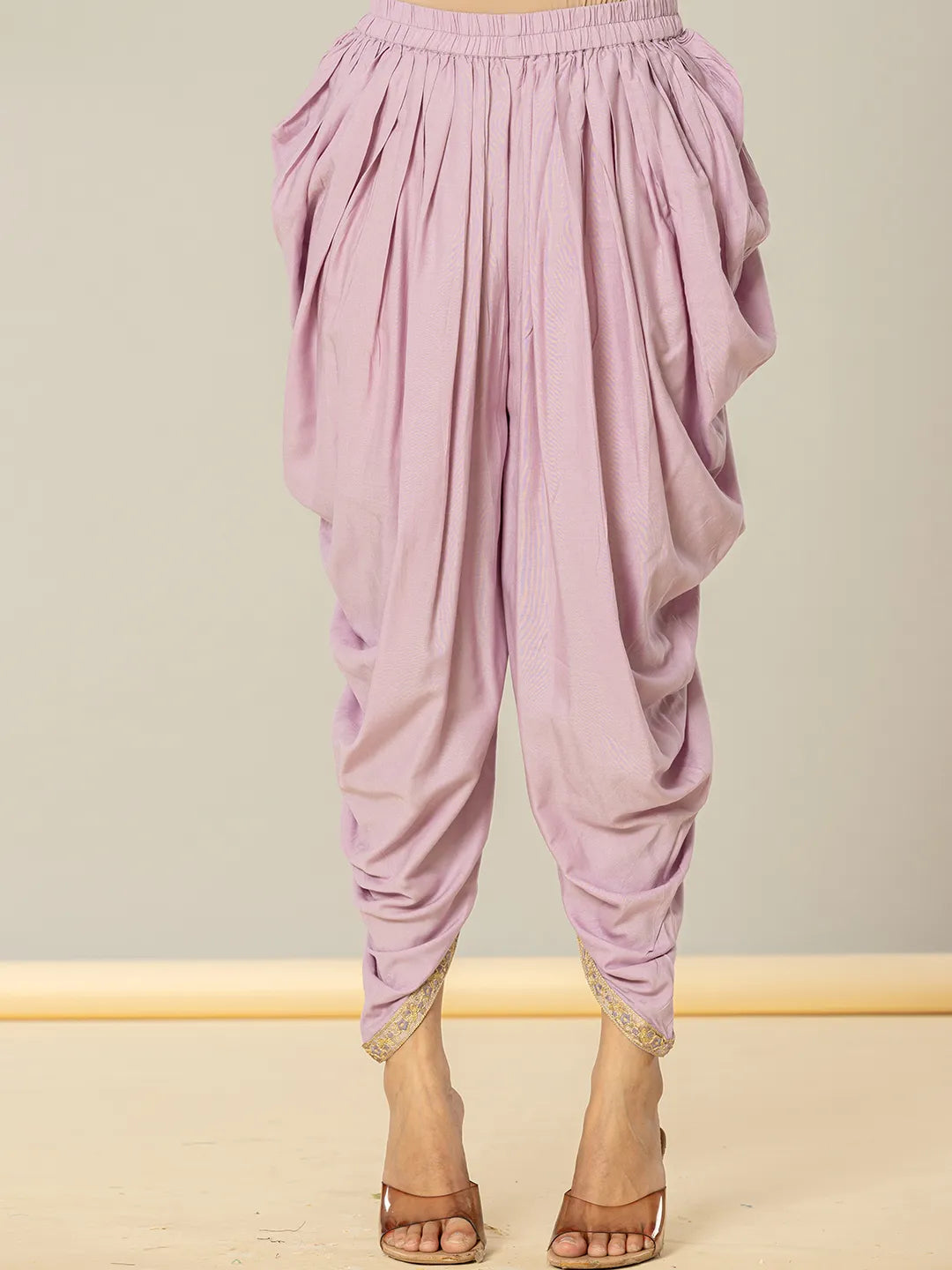 Yufta Purple Cotton Peplum Dhoti Dupatta Set