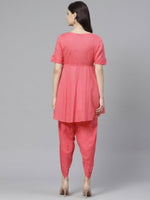 Thumbnail for ADA Women Pink Chikankari Embroidered Sustainable Kurti with Dhoti Pants - Distacart