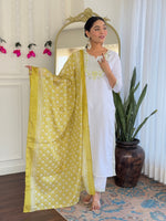 Thumbnail for The52 Women's Beautiful Viscose Embroidery work Straight Kurta with Pant and Dupatta Set