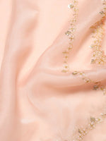 Thumbnail for Anouk Pink Sequinned Organza Saree With Embroidered Border - Distacart
