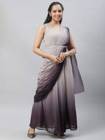 Thumbnail for AURELIA Tie and Dye Maxi Fit and Flare Ethnic Dress With Jacket