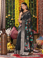 Thumbnail for Astita Linen Cotton Black Saree