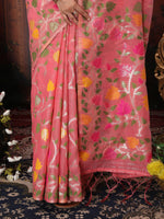 Thumbnail for Astita Linen Cotton Pink Saree
