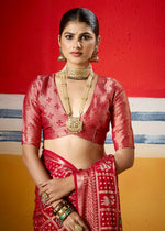 Thumbnail for Joban Fashion Red Dull Moss Brasso Saree