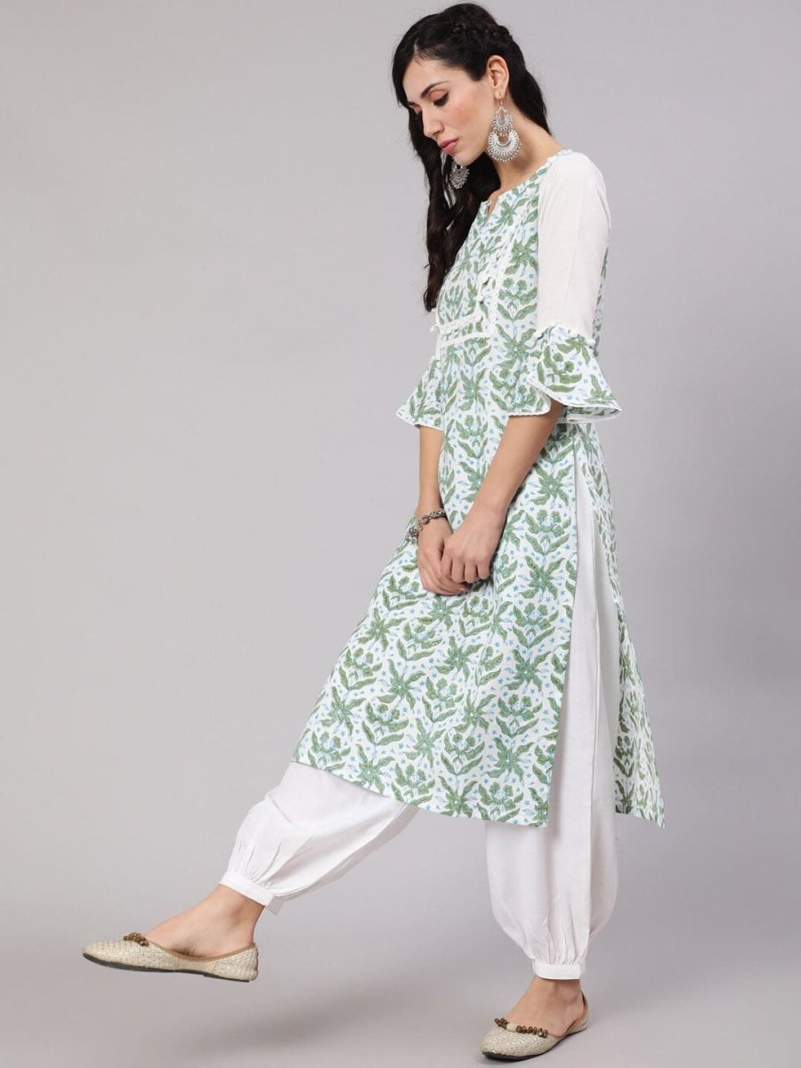 Aks Tropical Printed Bell Sleeves Kurta - Distacart