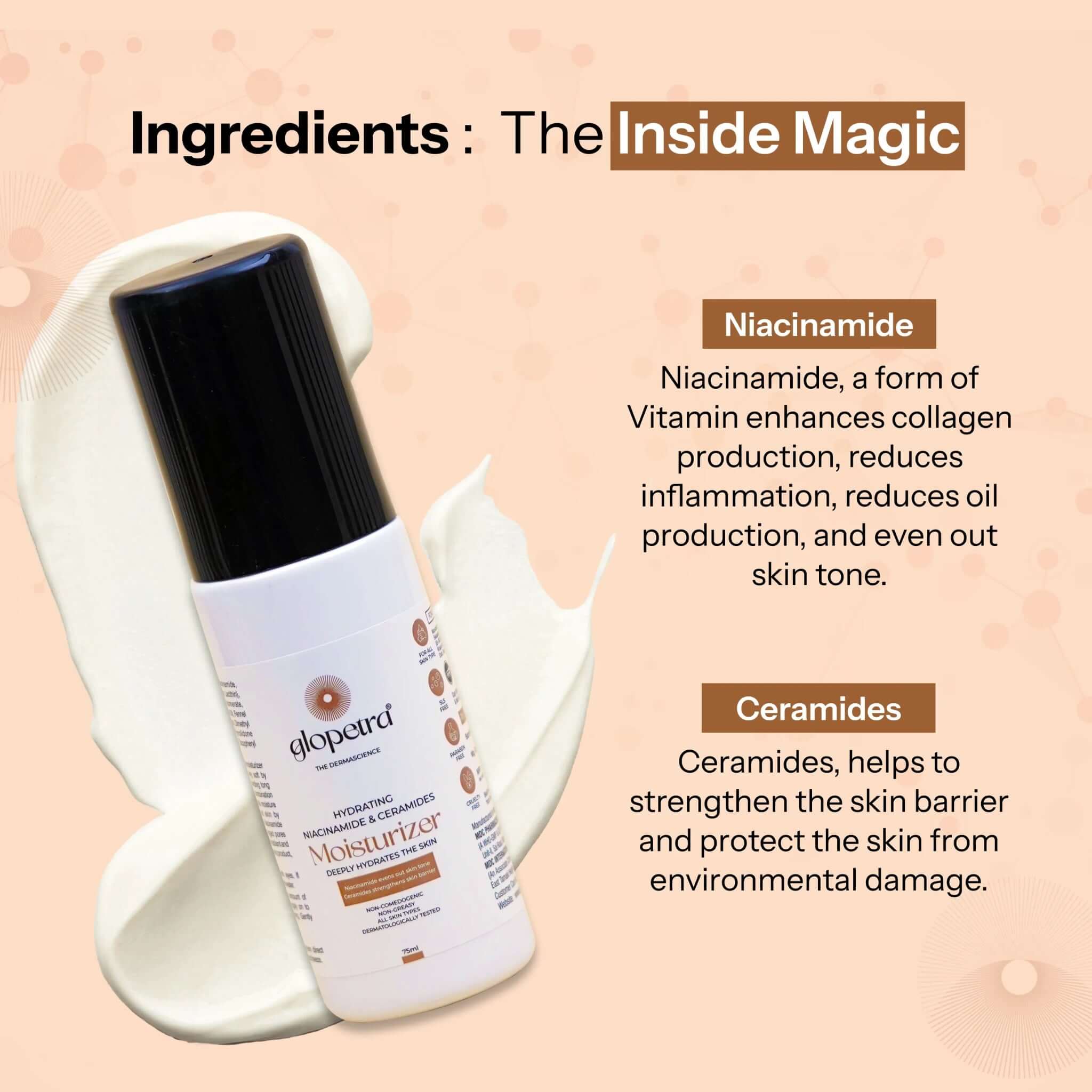 Glopetra Hydrating Niacinamide & Ceramides Moisturizer Deeply Hydrates The Skin - Dista