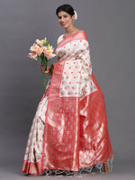 Thumbnail for Astita Banarasi Silk Red & White Saree