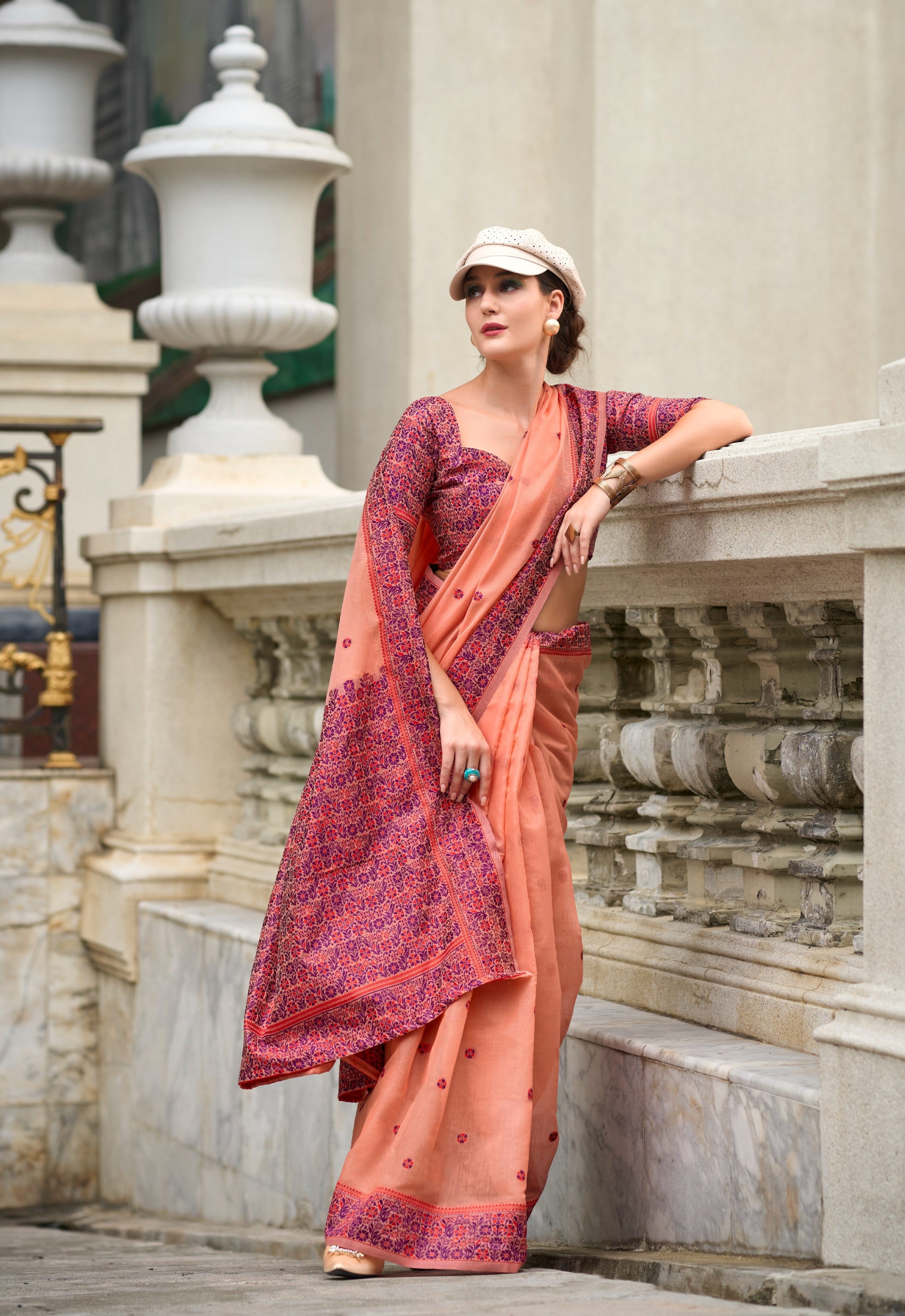 Anaita Orange Designer Weaving Soft Linen Saree With Blouse - Distacart