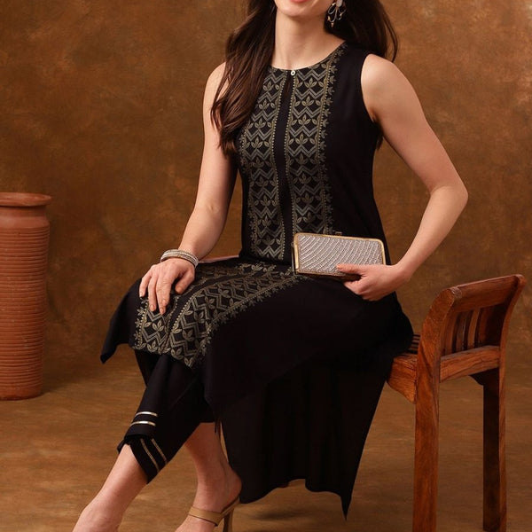 Anouk Ethnic Motifs Printed Round Neck Kurta with Palazzos - Distacart