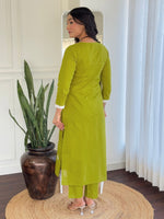 Thumbnail for The52 Chikankari Work with Pure Cotton Fabric Straight Kurta, Pant and Dupatta Set