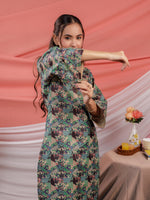 Thumbnail for Yufta Cotton Digital Printed Blue Workwear Kurta Co Ord Set With Pintuck Detailing