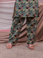 Thumbnail for Yufta Cotton Digital Printed Blue Workwear Kurta Co Ord Set With Pintuck Detailing