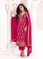 Thumbnail for Anaita Rani Pink Dola Silk Thread Sequence Embroidered Salwar Suit - Distacart