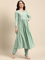 Thumbnail for All About You Ethnic Motifs Embroidered Mirror Work Kurta With Trousers - Distacart