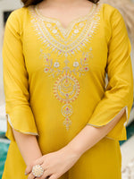 Thumbnail for The52 Women's Viscose Embroidery work Straight Kurta with Pant and Dupatta Set