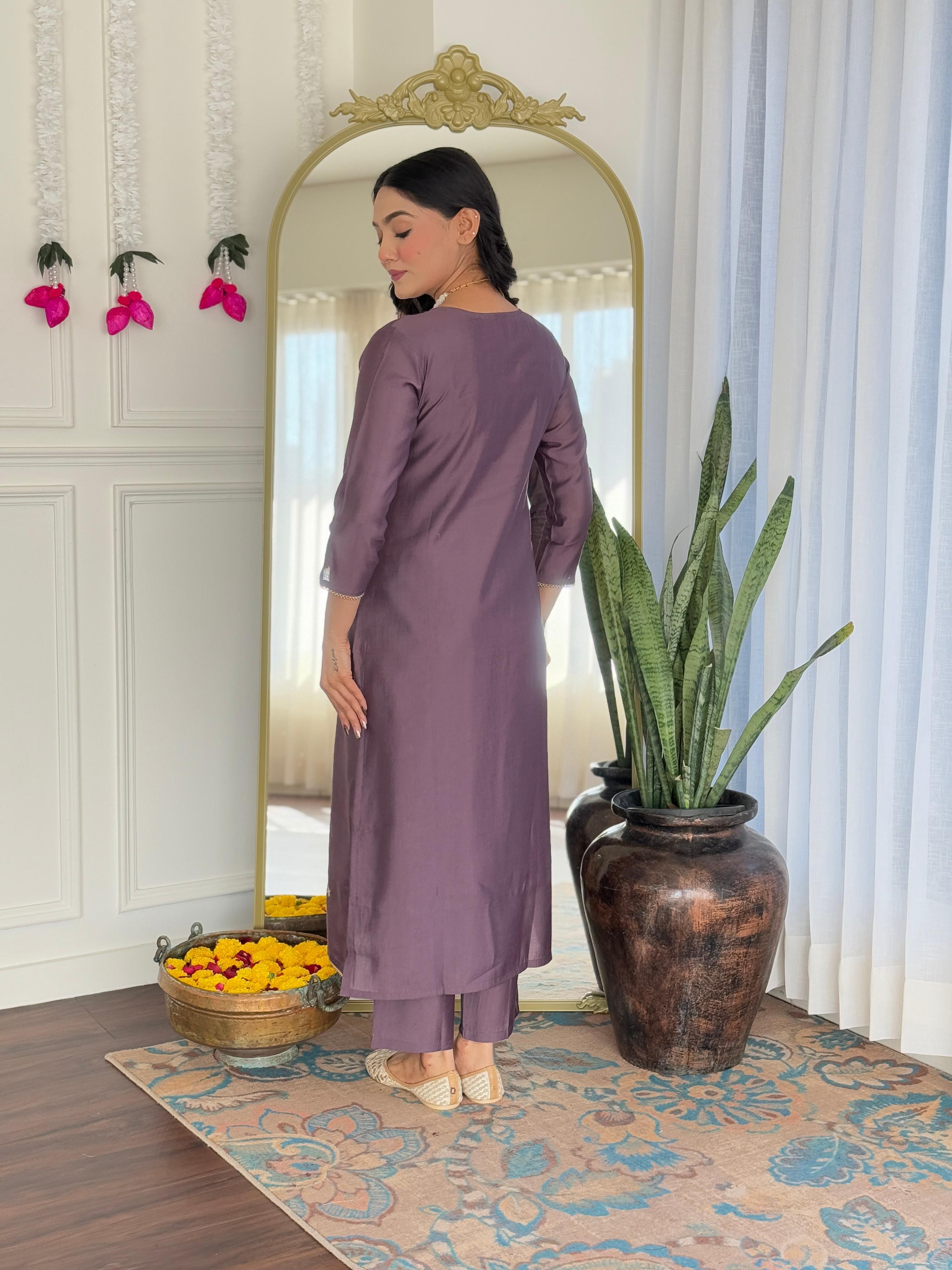 The52 Women's Gorgeous Viscose Embroidery work Straight Kurta with Pant and Dupatta Set
