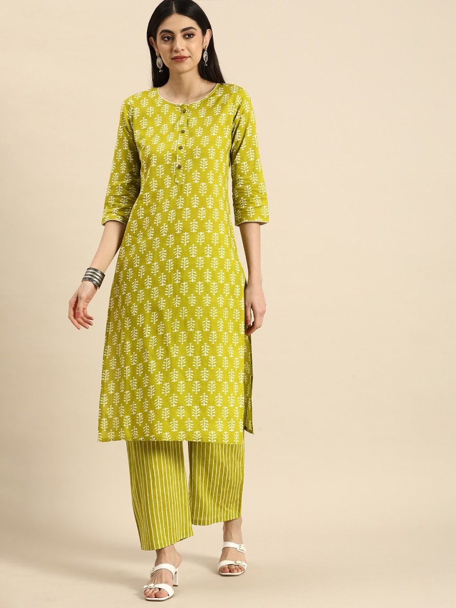 Anouk Ethnic Motifs Printed Pure Cotton Kurta With Palazzos - Distacart
