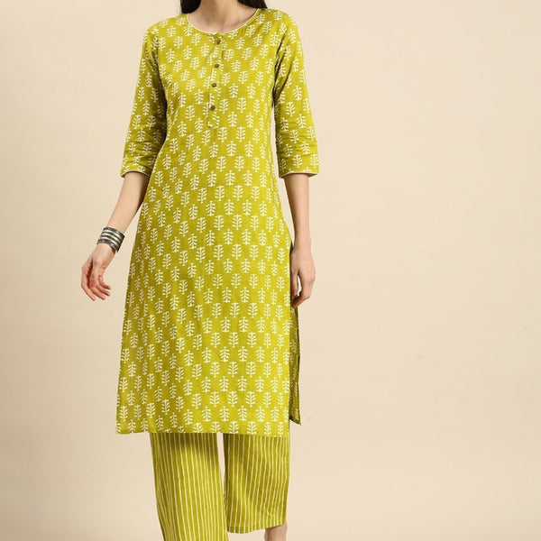 Anouk Ethnic Motifs Printed Pure Cotton Kurta With Palazzos - Distacart
