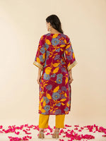 Thumbnail for Yufta Cotton Burgundy Kurta Pant Dupatta Set