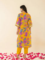 Thumbnail for Yufta Cotton Mustard Kurta Pant Dupatta Set