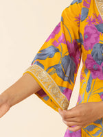 Thumbnail for Yufta Cotton Mustard Kurta Pant Dupatta Set