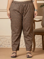 Thumbnail for Yufta Cotton Grey Plus Size Kurta Dupatta Pant Set - Distacart