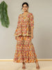 Yufta Beige Cotton Peplum Sharara Co-Ord Set - Distacart