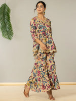 Thumbnail for Yufta Multi Cotton Peplum Sharara Co-Ord Set