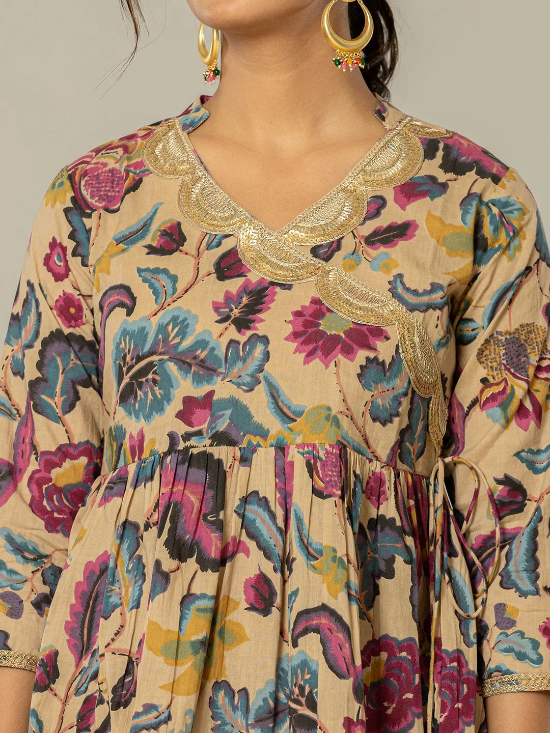Yufta Multi Cotton Peplum Sharara Co-Ord Set