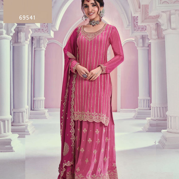 Anaita Pink Chiffon Sequins Embroidered Readymade Salwar Suit - Distacart