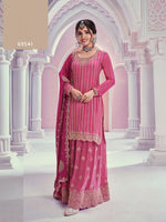 Thumbnail for Anaita Pink Chiffon Sequins Embroidered Readymade Salwar Suit - Distacart
