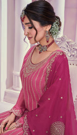 Thumbnail for Anaita Pink Chiffon Sequins Embroidered Readymade Salwar Suit - Distacart