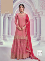 Thumbnail for Anaita Peach Chinon Sequence Embroidered Readymade Salwar Suit - Distacart
