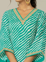 Thumbnail for Yufta Teal Green Leheriya Print Cotton Straight Suit Set