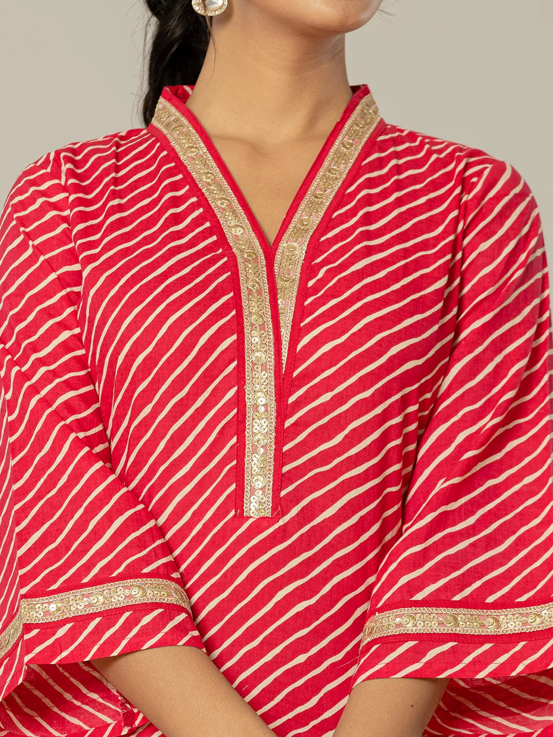 Yufta Cotton Pink Leheriya Kurta