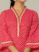 Thumbnail for Yufta Cotton Pink Leheriya Kurta