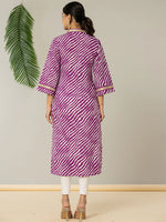 Thumbnail for Yufta Cotton Purple Leheriya Kurta