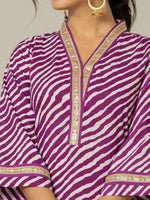 Thumbnail for Yufta Cotton Purple Leheriya Kurta