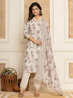 Thumbnail for Yufta Cotton Pink Kurta Dupatta Pant Set - Distacart