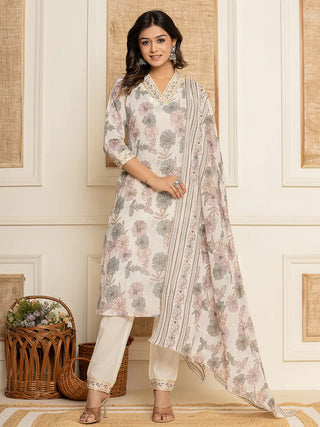 Yufta Cotton Pink Kurta Dupatta Pant Set - Distacart