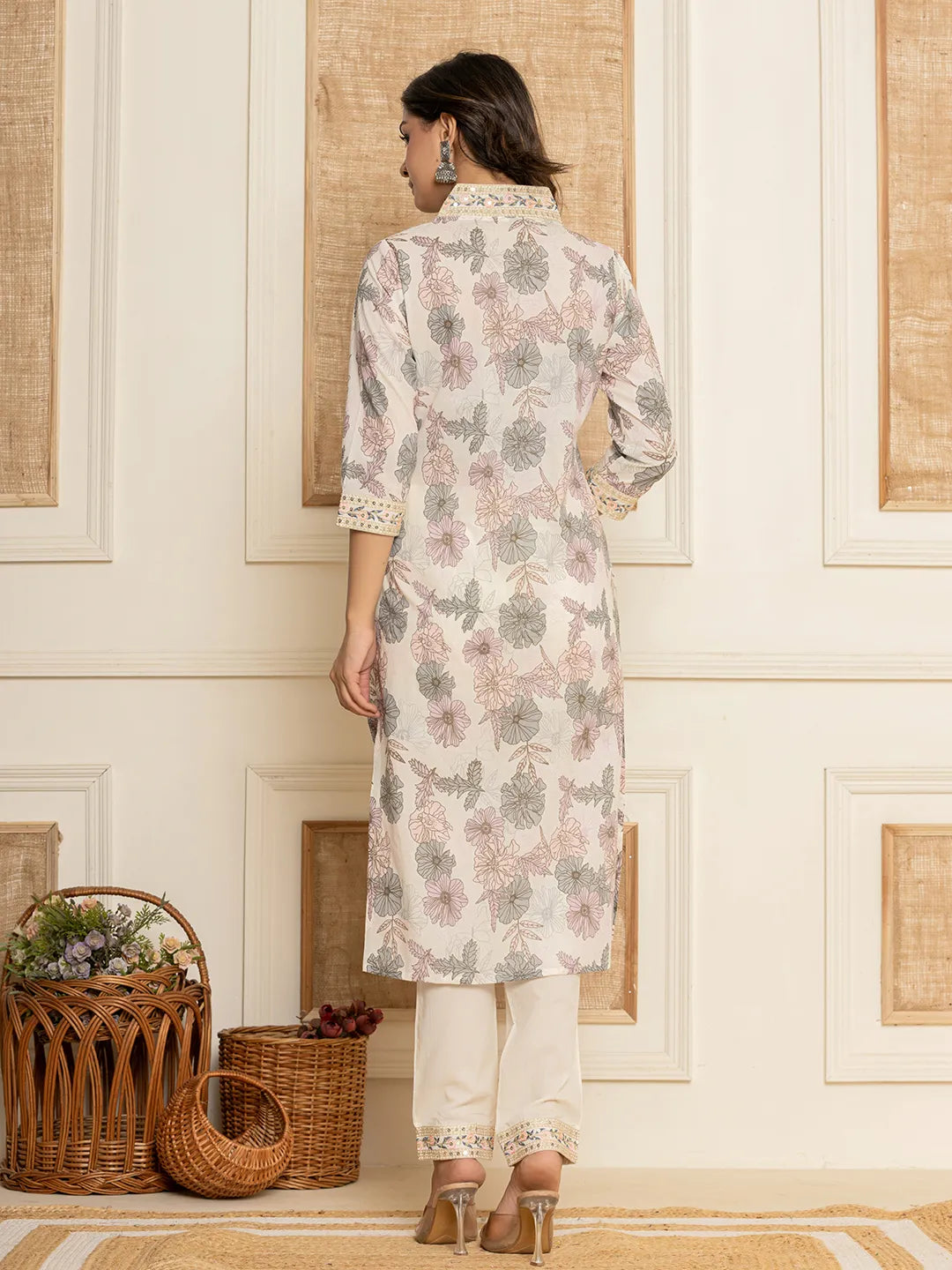 Yufta Cotton Pink Kurta Dupatta Pant Set - Distacart