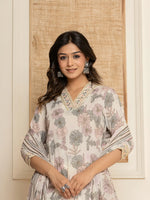 Thumbnail for Yufta Cotton Pink Kurta Dupatta Pant Set - Distacart
